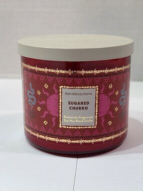 Bath Body Works SUGARED CHURRO 3 wick candle 14.5oz CRUMBLE BROWN SUGAR CINNAMON